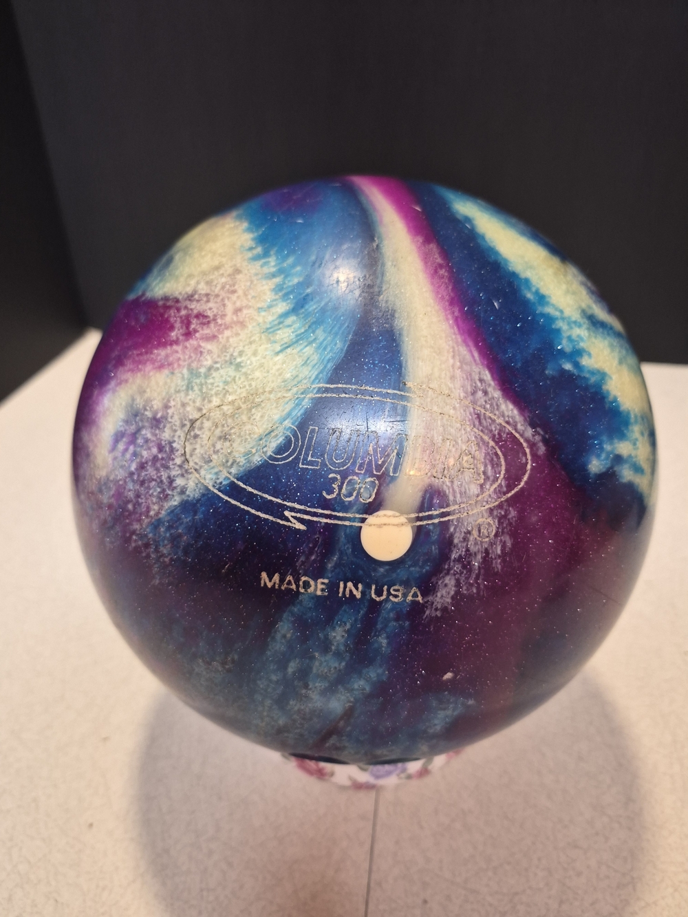 Columbia Blue & Purple Swirl Bowling Ball